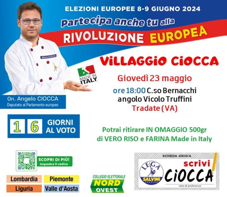 Ciocca (Lega): ” A Tradate con il “villaggio Ciocca”, contro questa Europa da Rivoluzionare”